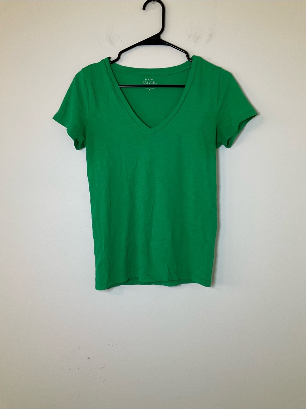 J.Crew Slub Cotton V-Neck Tee Green Short Sleeve Size Small